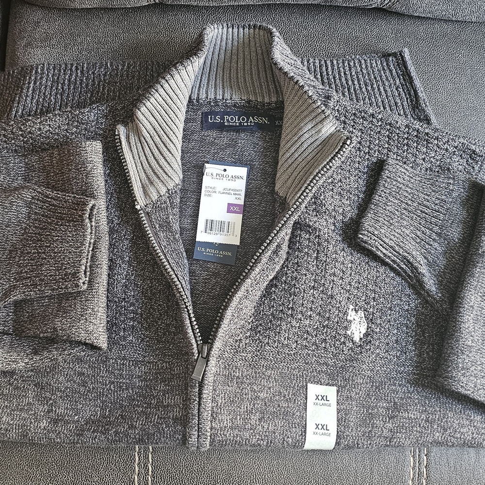 U.S. Polo Assn. Men's Charcoal Zip-Up Sweater